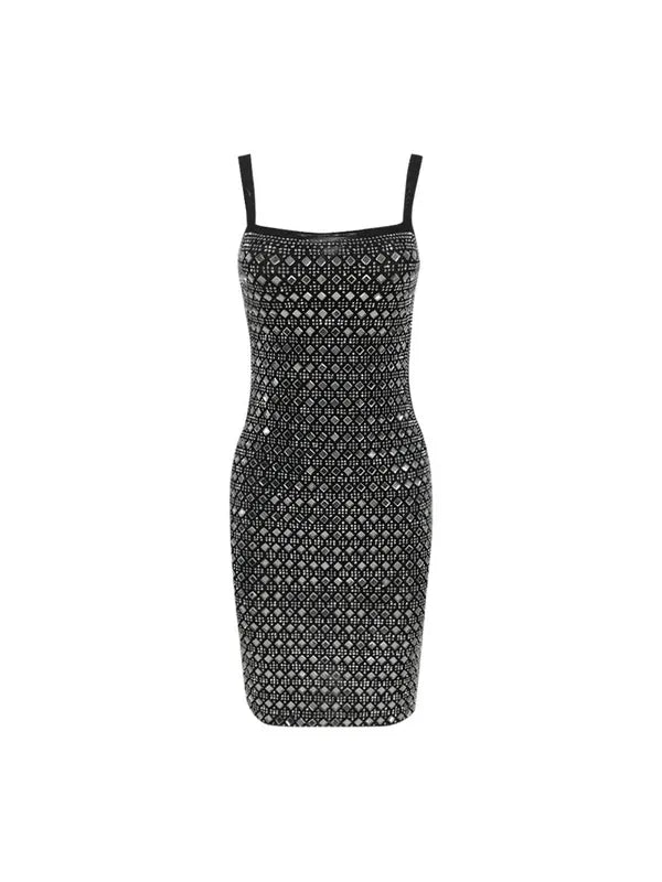 Vestido curto bandagem com cristais e alças finas – modelo Ardent