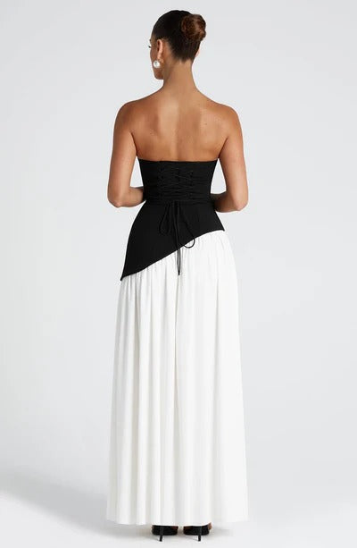 Vestido Longo Zion preto e branco