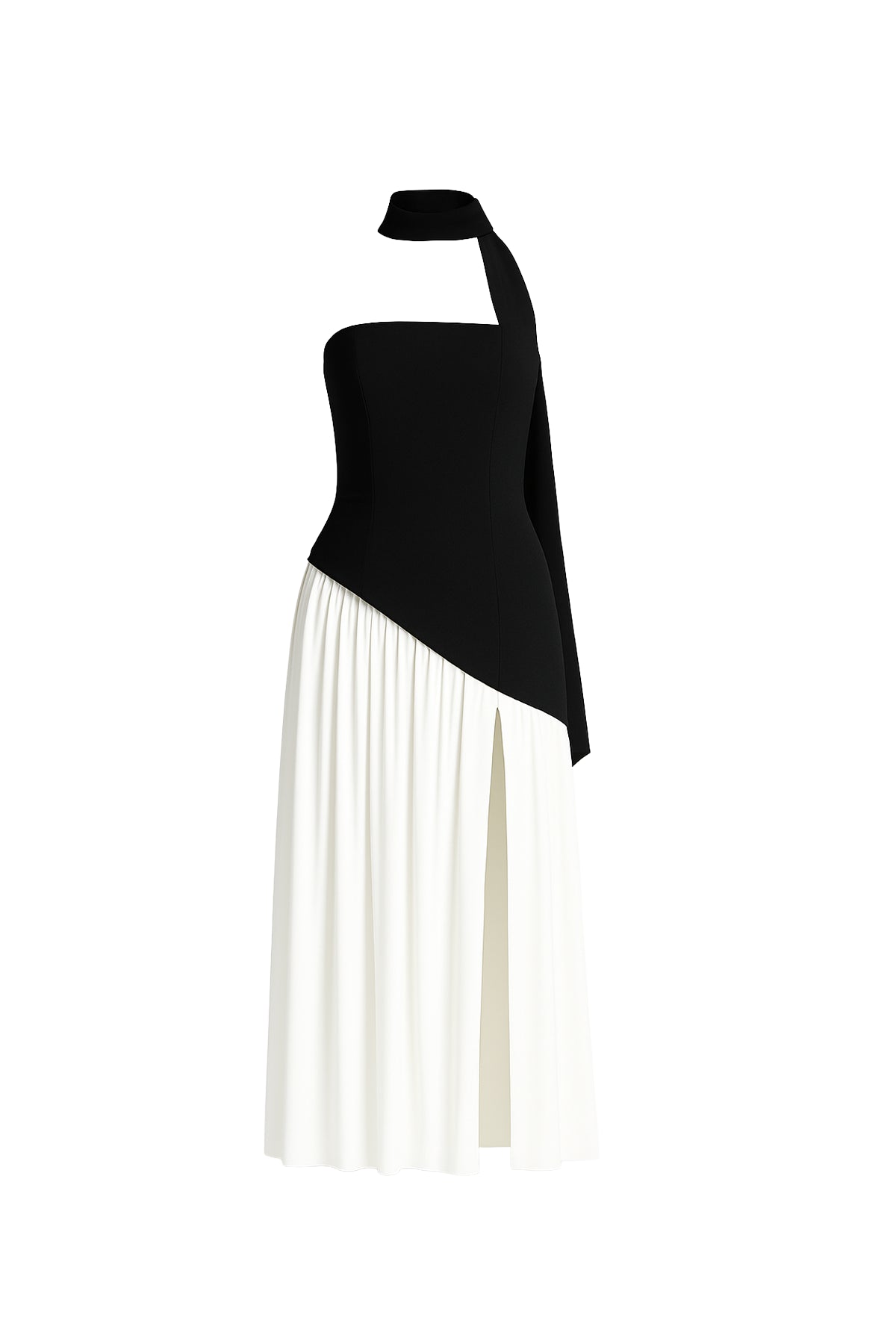 vestido longo zion preto e branco 3d