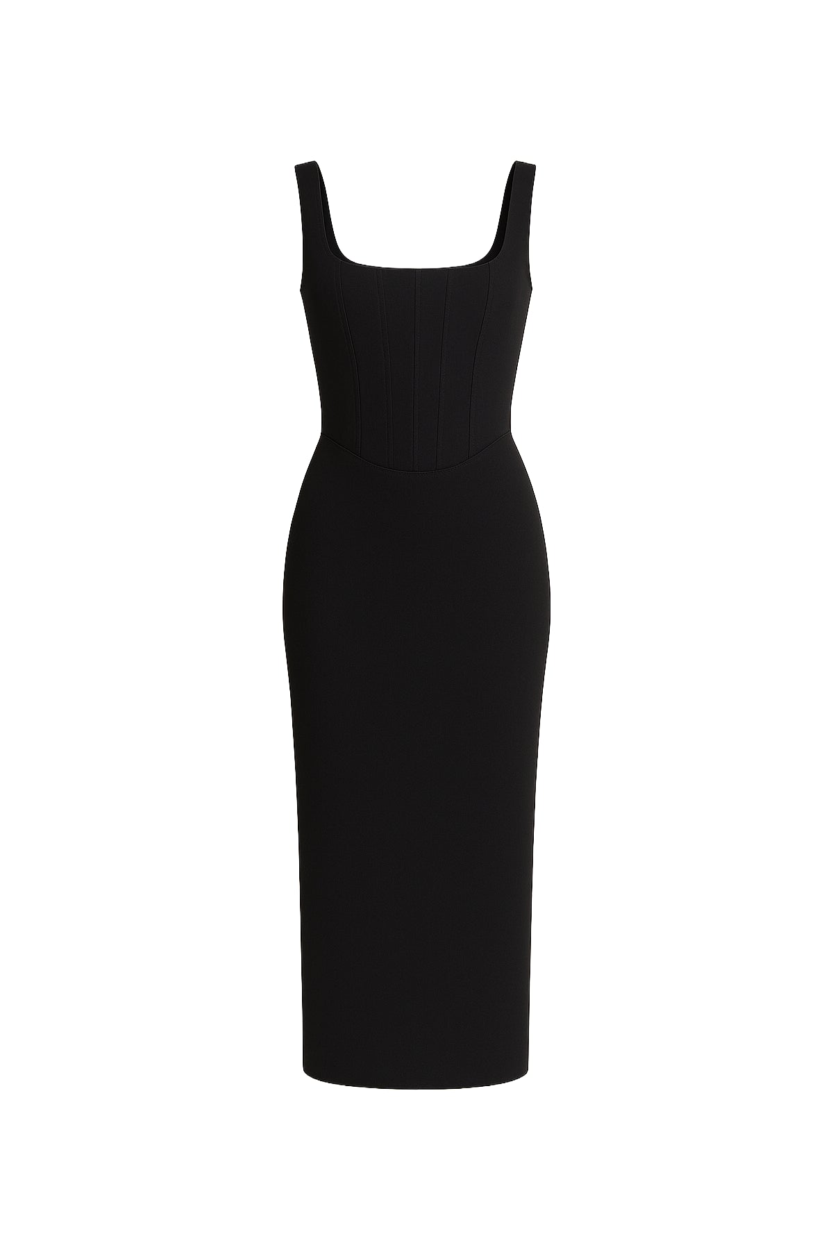 vestido midi preto valencia majestique