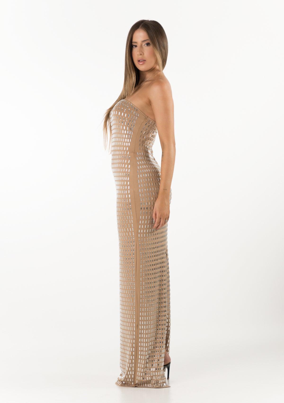 Vestido Longo tomara que caia brilhoso Opulence - Majestique