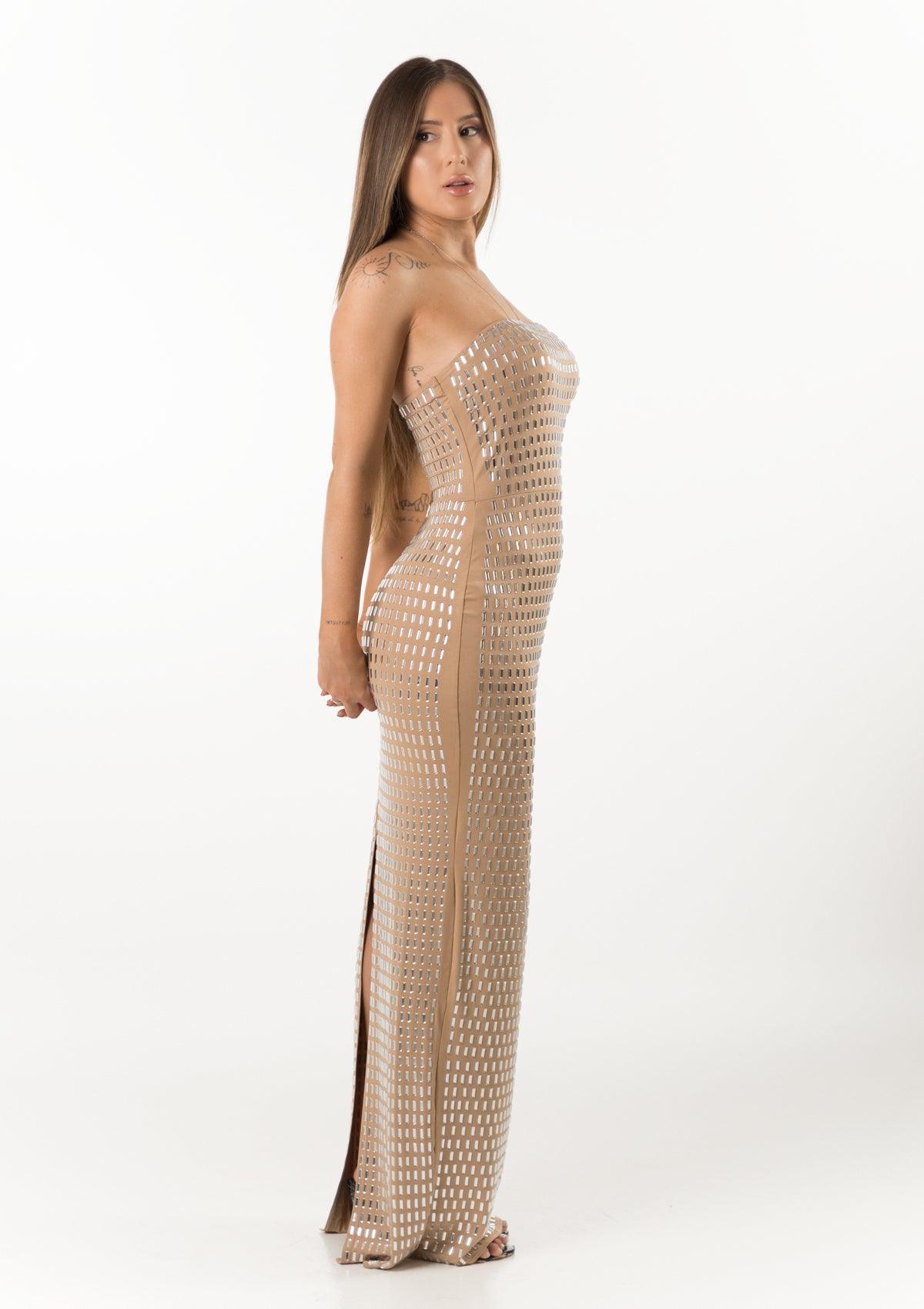 Vestido Longo tomara que caia brilhoso Opulence - Majestique