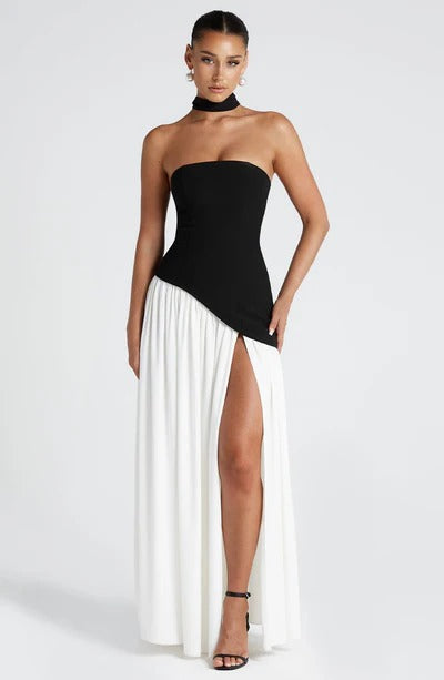 Vestido Longo Zion preto e branco