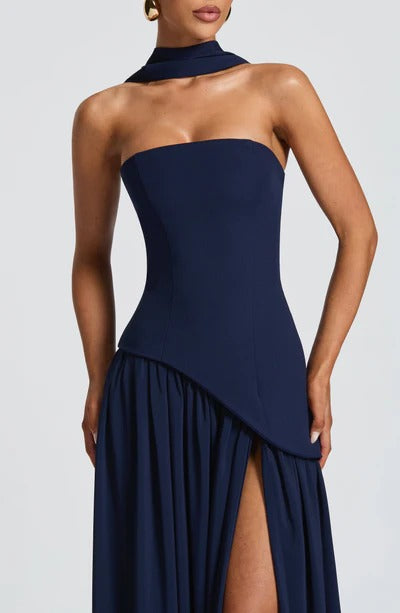 Vestido Longo Zion Azul Marinho