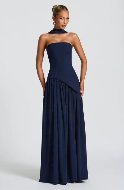 Vestido Longo Zion Azul Marinho